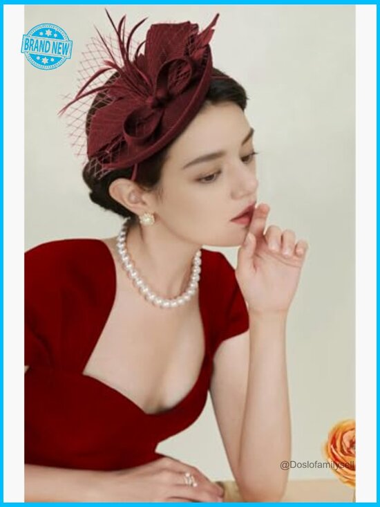 Fascinator Hat with Feathers Tea Party Derby Headband Hair Clip Elegant